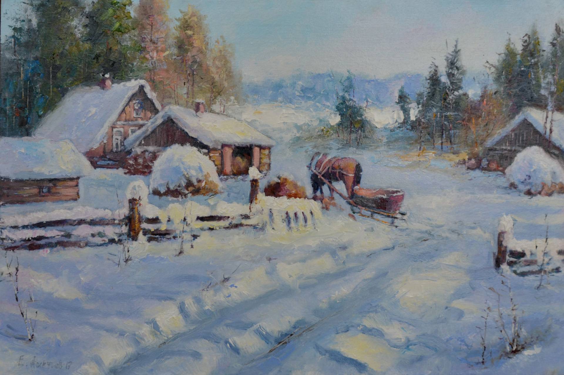 Зима, крестьянин торжествует - 1, Евгений Лоскутов , Купить картину Масло
