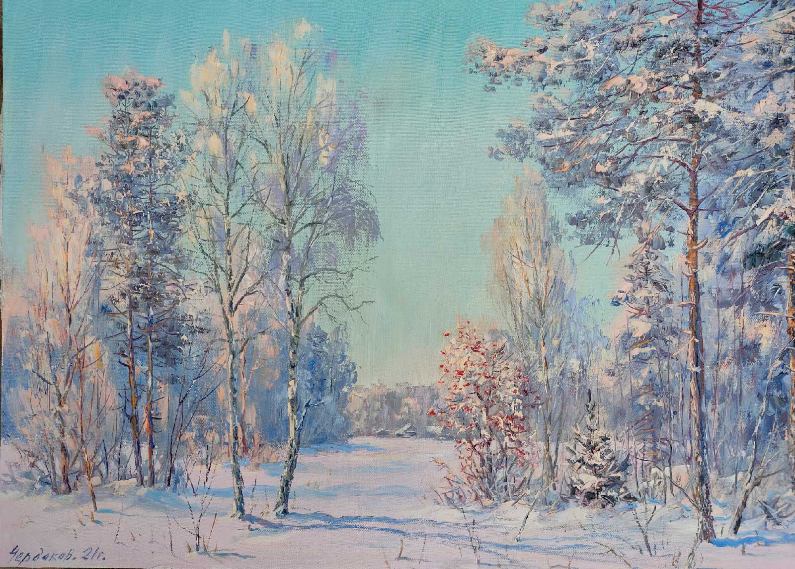 Зимний пейзаж - 1, Вячеслав Чердаков, Купить картину Масло