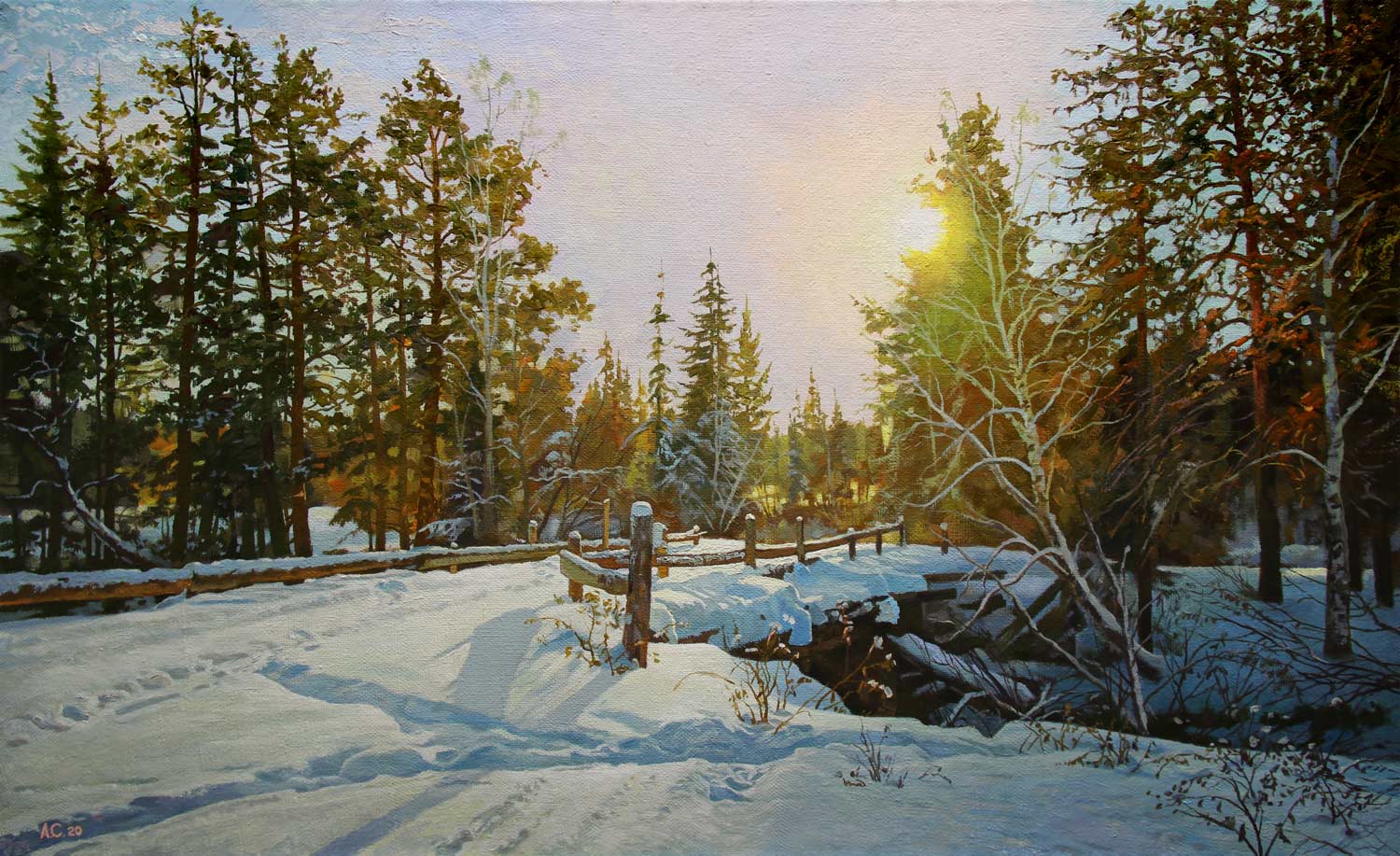 Снег и солнце  - 1, Александр Самохвалов, Купить картину Масло