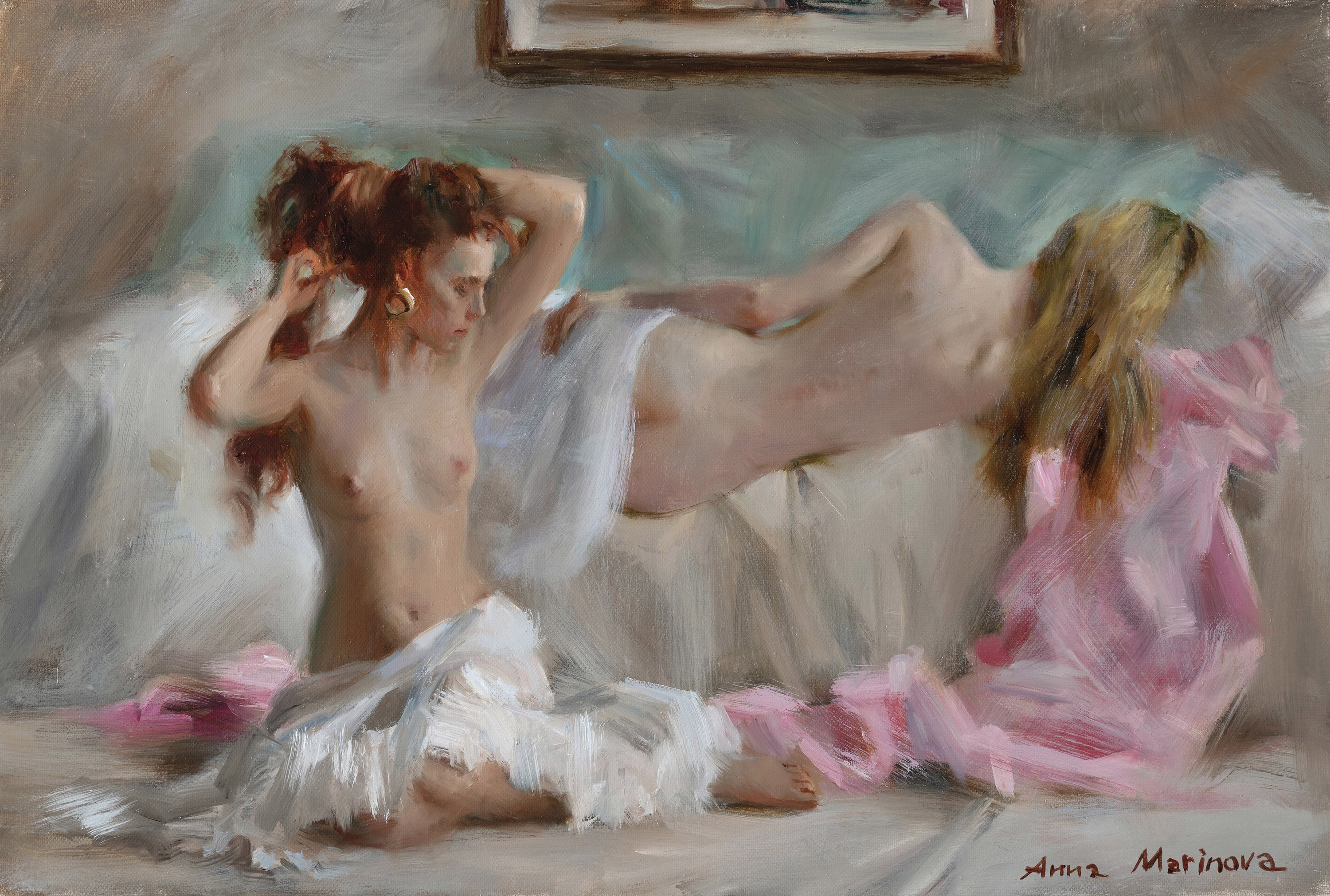 Утренняя тишина (две девушки)  - 1, Анна Маринова, Купить картину Масло