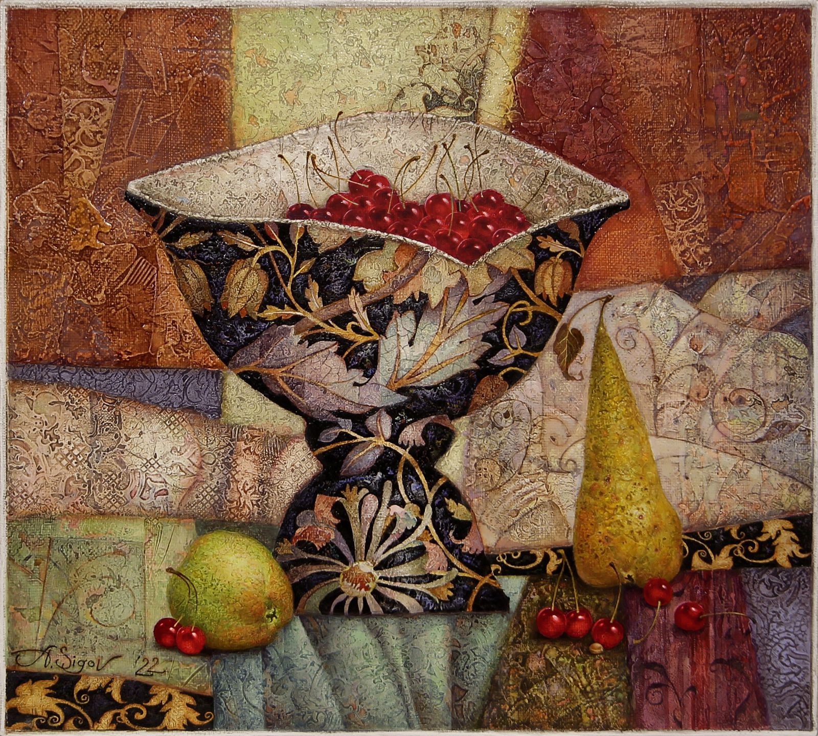 Натюрморт с вишневой косточкой, Александр Сигов, Купить картину Масло