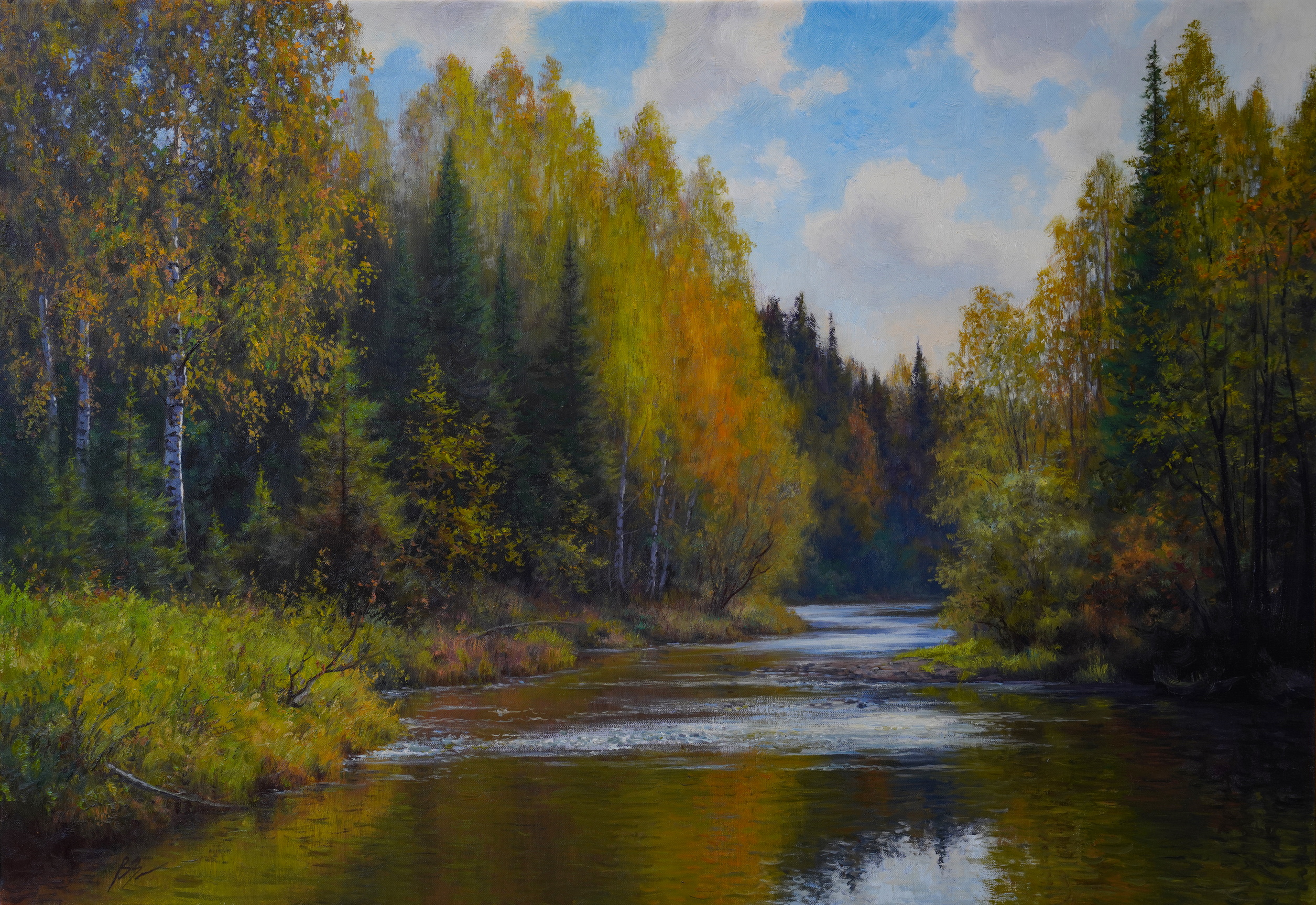 Серебряная река. Сентябрь - 1, Вадим Зайнуллин , Купить картину Масло