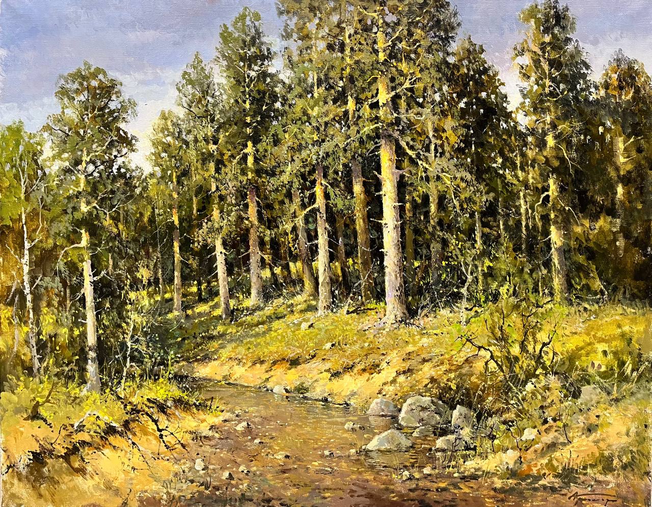 Лесной ручей. Сосны - 1, Александр Кремер, Купить картину Масло