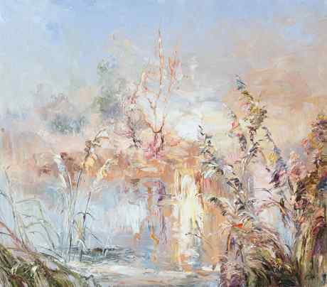 Заря задумчиво ласкала и со звездой и травами играла