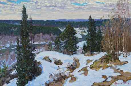 Первые проталины. Река Серга